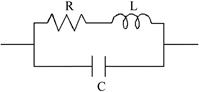 Equivalent circuit of the inductor, where R, L, and C refer to resistance, inductance, and capacitance, respectively.