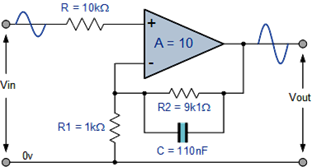 non-inverting amplifier low pass filter circuit