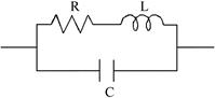Equivalent circuit of the inductor, where R, L, and C refer to resistance, inductance, and capacitance, respectively.